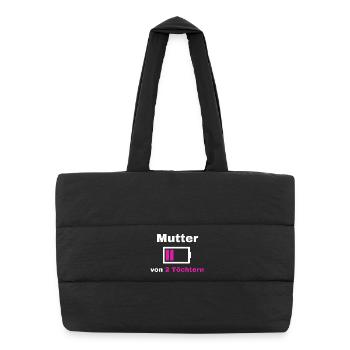 Mutter Tochter Spruch Stolz Mama 2 Kinder Geschenk - Puffer-Einkaufstasche - Schwarz - Vorne