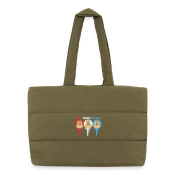 Dont Worry Be Cappy Capybara - Puffer Shopping Bag - safari green - Front
