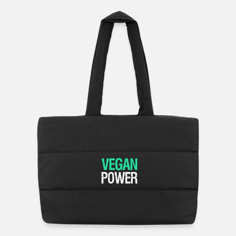 VEGAN POWER – Lustiger Vegan Spruch mit Humor Puffer-Einkaufstasche