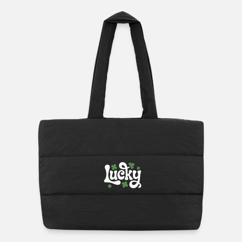Lettrage du trèfle chanceux Sac shopping matelassé