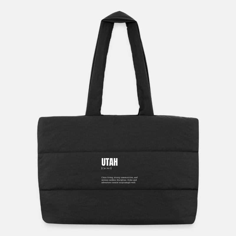 Utah Bold Typography Adventure Puffer Shopping Bag