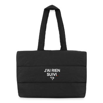 J’AI RIEN SUIVI | Humour bureau - Sac shopping matelassé - noir - Devant