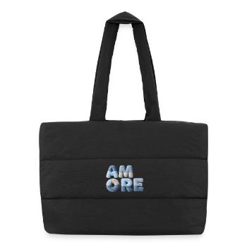 Patchwork Amore romantic gift for partner - Puffer Shopping Bag - black - Front