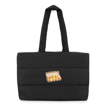 Motif de Pâques de poussin mignon dans une boîte d’œufs - Sac shopping matelassé - noir - Devant