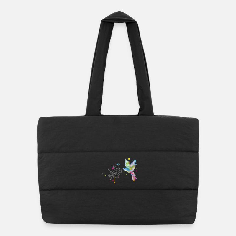 Un colibri et une fleur Sac shopping matelassé