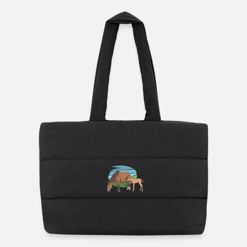 Mare and Foal Puffer Shopping Bag