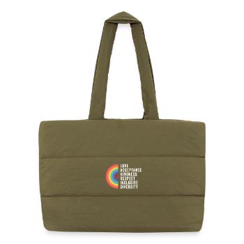 Mois de la fierté LGBT - Amour. Acceptation. Bonté. - Sac shopping matelassé - safari green - Devant