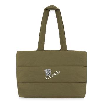 Rottweiler, dogs, dog head, guard dog, pedigree dog, - Puffer Shopping Bag - safari green - Front
