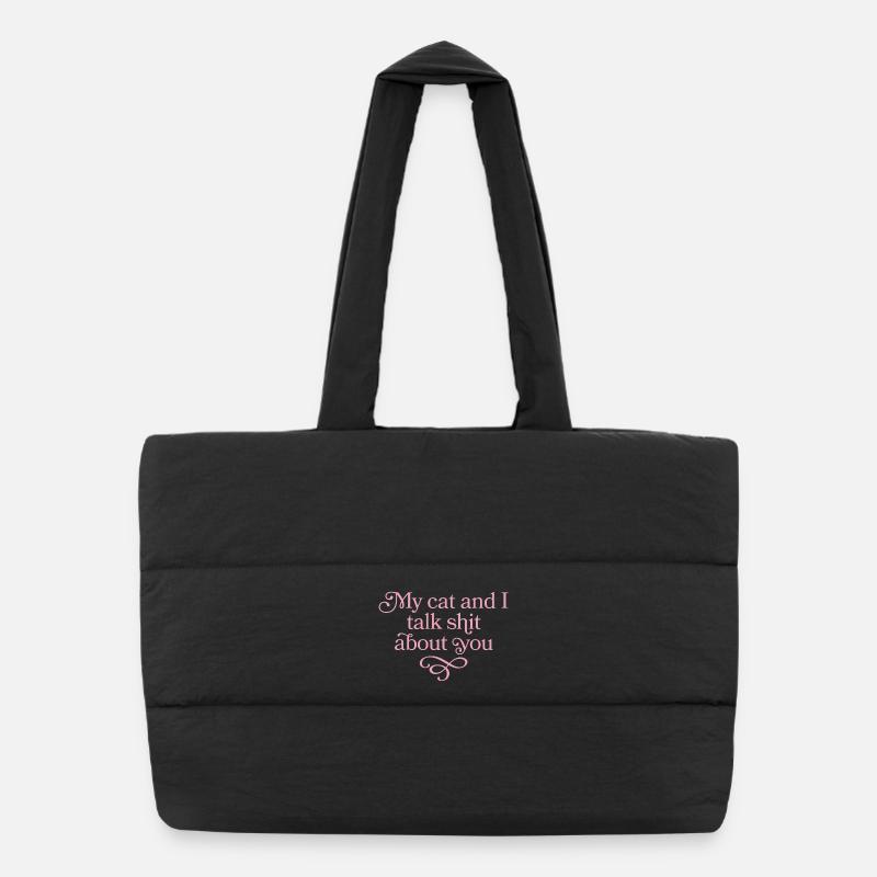 Duo de blasphème de chat en rose Sac shopping matelassé