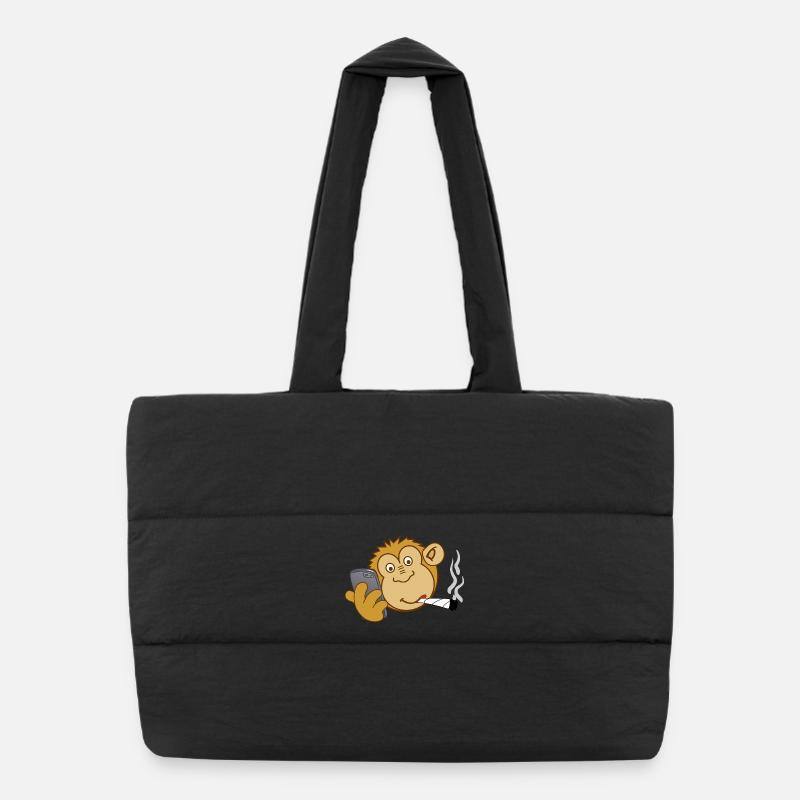 Singe avec téléphone et joint – addiction moderne Sac shopping matelassé