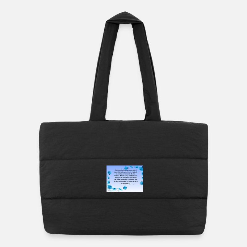 Beruhigender Bibelvers mit blauen Blumen - Puffer-Einkaufstasche - Schwarz