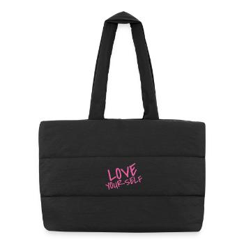 Love Your Self – Pink Selflove Statement - Puffer-Einkaufstasche - Schwarz - Vorne
