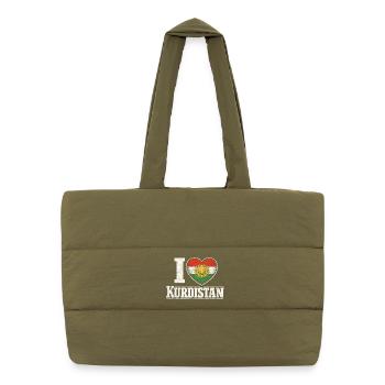 I Love Kurdistan, Kurds, Kurds - Puffer Shopping Bag - safari green - Front
