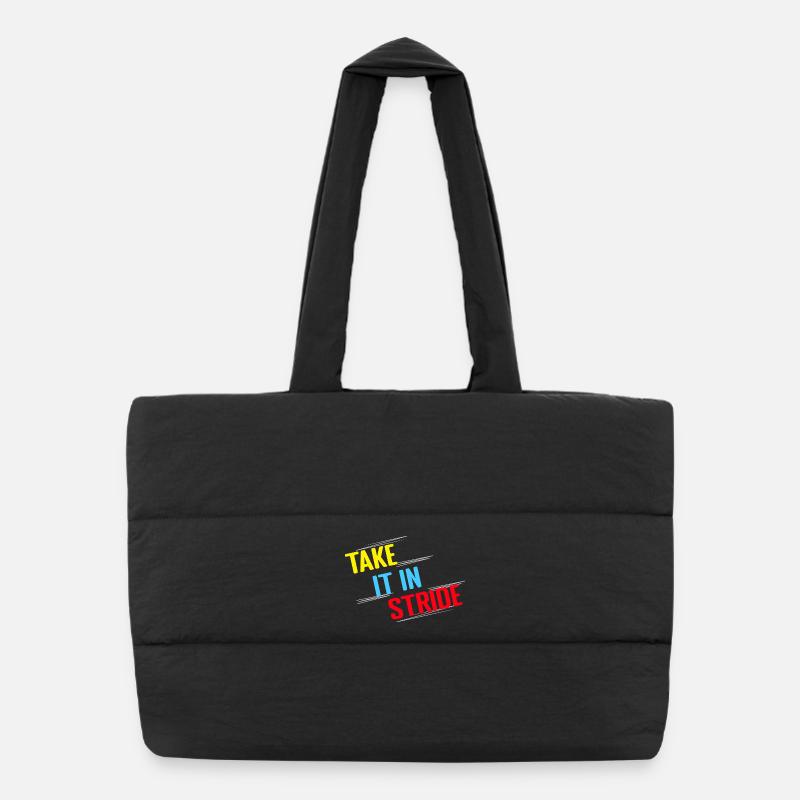 Running Run Take It In Stride Marathon Runner Puffer Shopping Bag