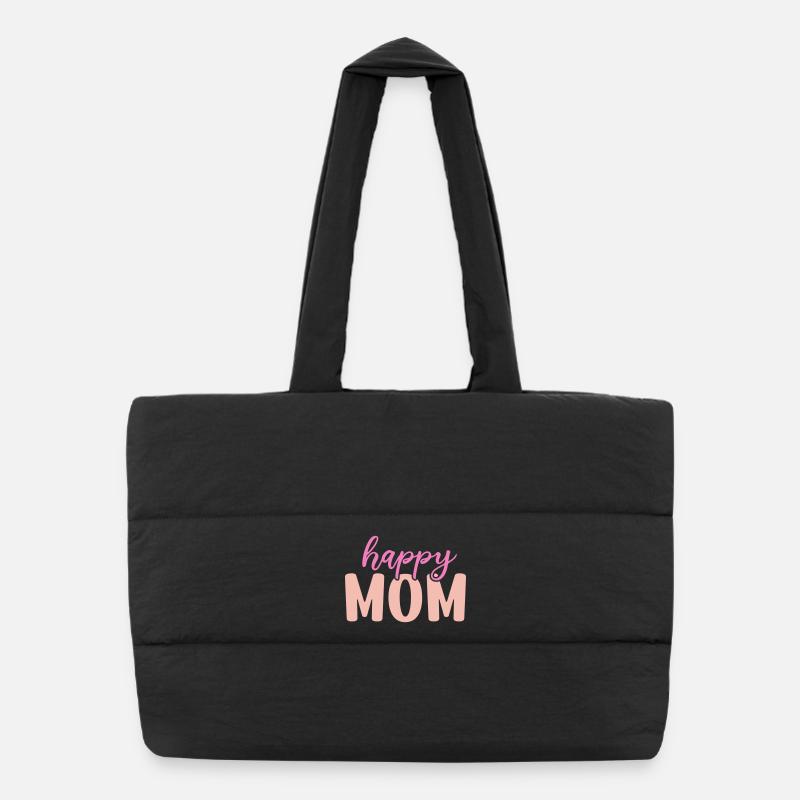 Maman heureuse - Sac shopping matelassé - noir