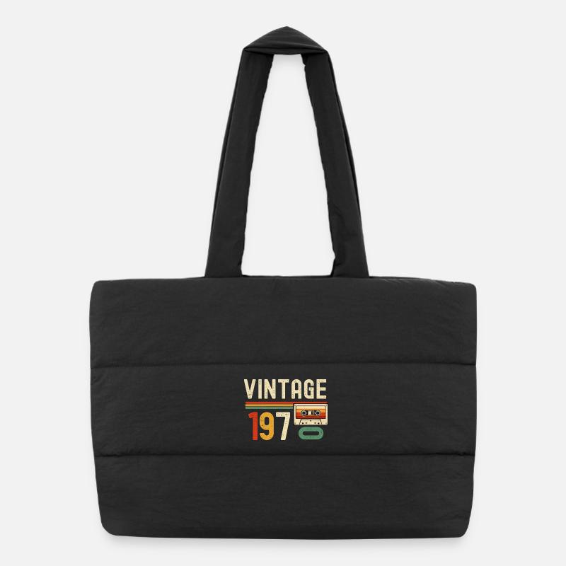 Vintage 70s Casseette Puffer Shopping Bag