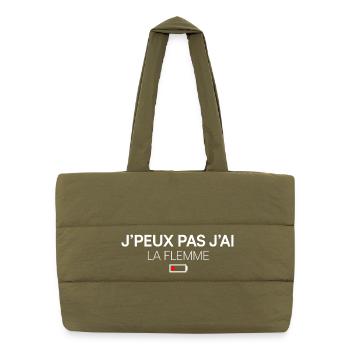 ICH KANN NICHT, ICH BIN FAUL. | Humor - Puffer-Einkaufstasche - safari Green - Vorne