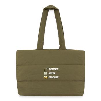 Schere , Stein, Paar Bier - Puffer-Einkaufstasche - safari Green - Vorne