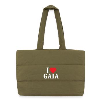 t-shirt I love Gaia t-shirt gift idea - Puffer Shopping Bag - safari green - Front