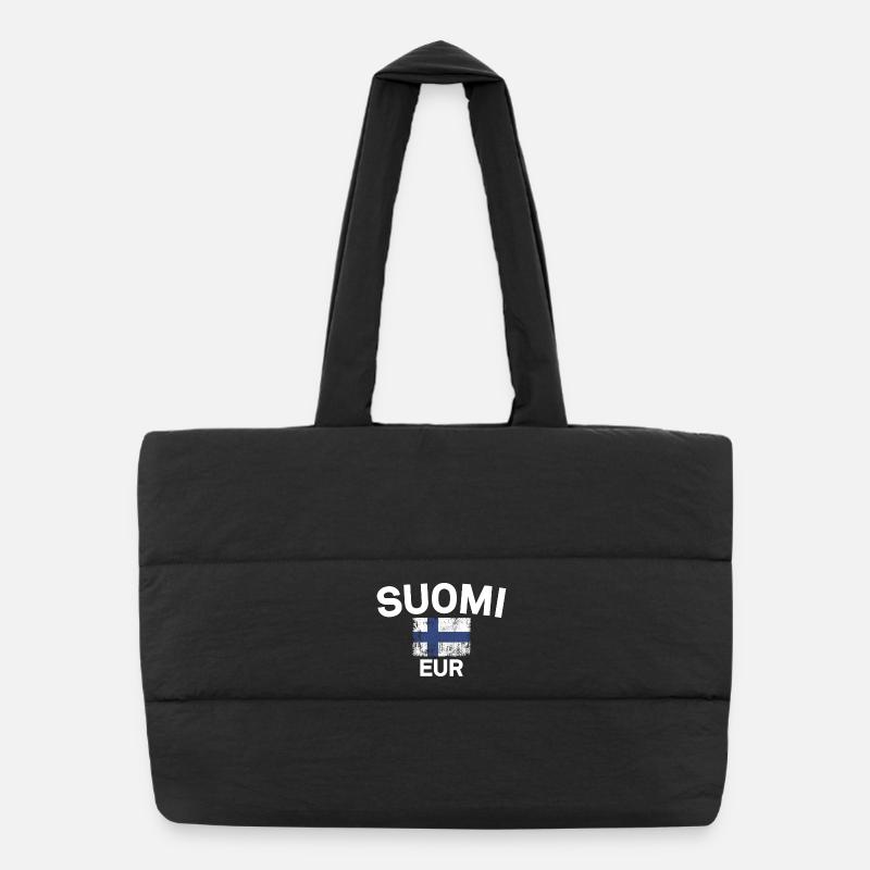 Grunge drapeau finlandais : Suomi EUR Sac shopping matelassé