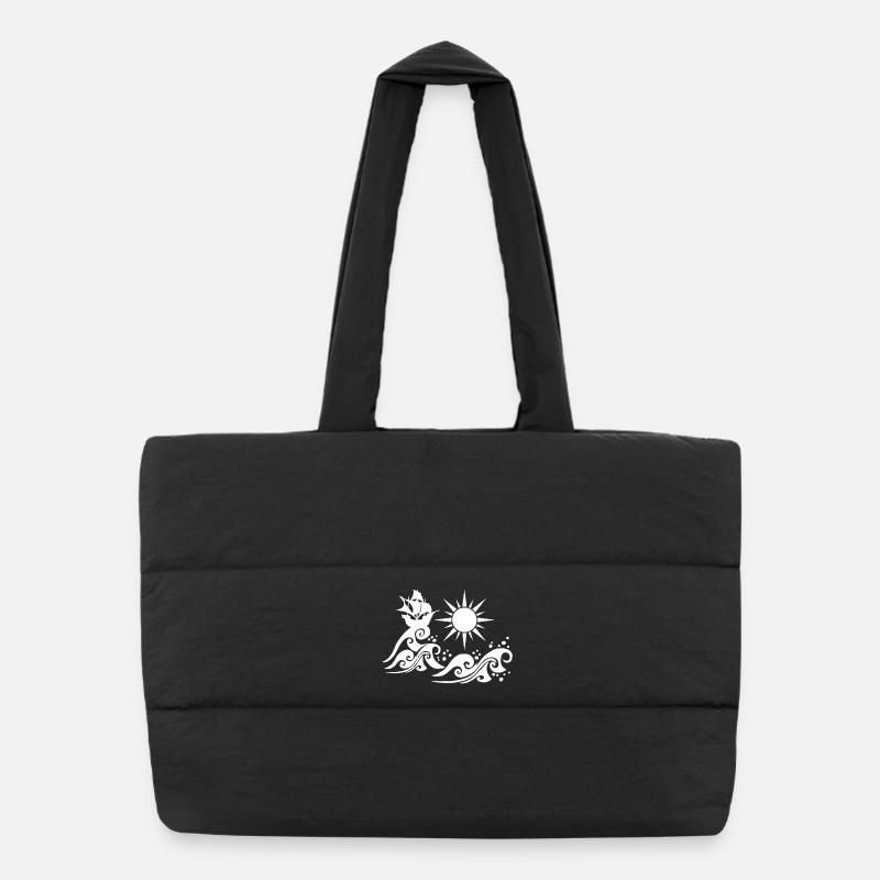 White Galleon Puffer Shopping Bag