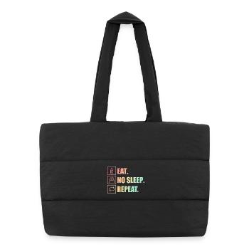 Eat. No Sleep. Repeat. – Parent mode active - Puffer Shopping Bag - black - Front