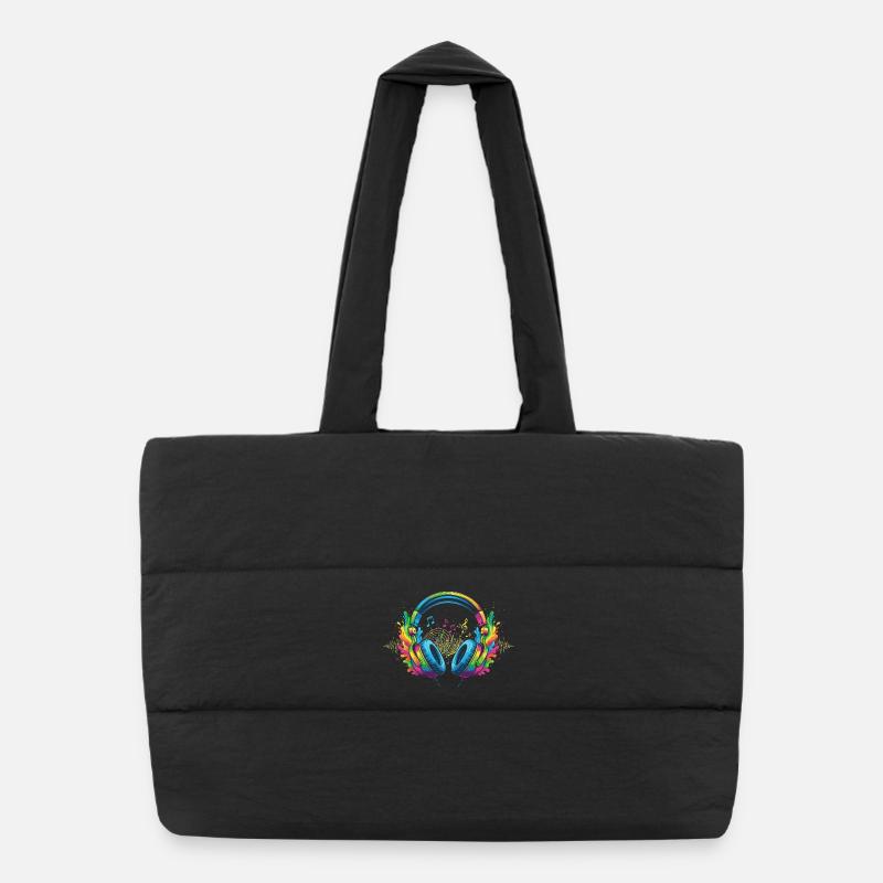 Art vibrant des écouteurs de musique Sac shopping matelassé