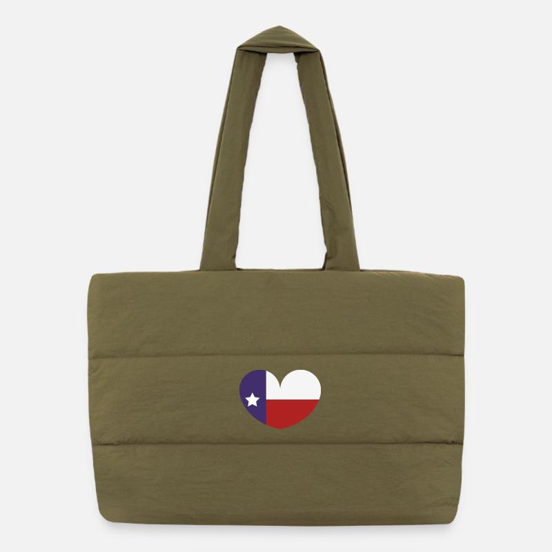 Texas heart flag Puffer Shopping Bag