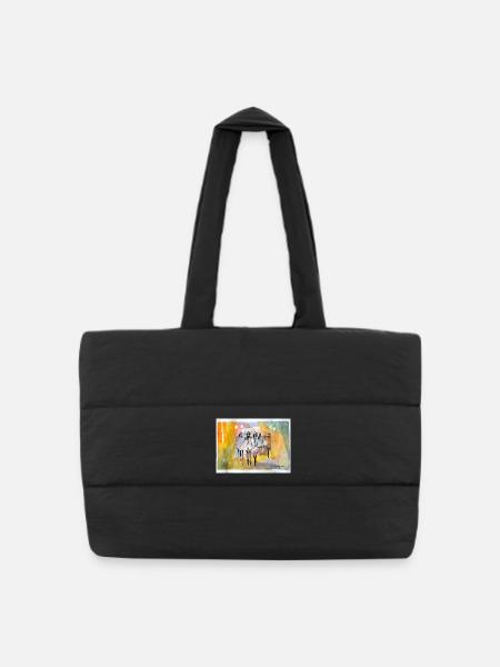 Abstrait People, Aquarelle - Sac shopping matelassé - noir