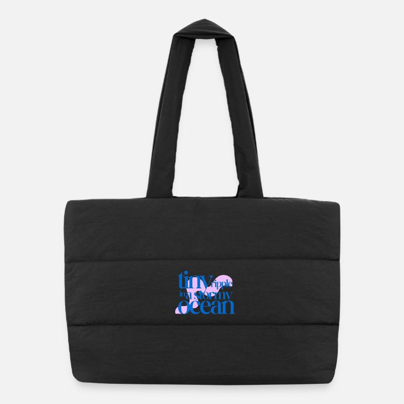 Tiny ripple in a stormy ocean (rosè background) - Puffer Shopping Bag - black