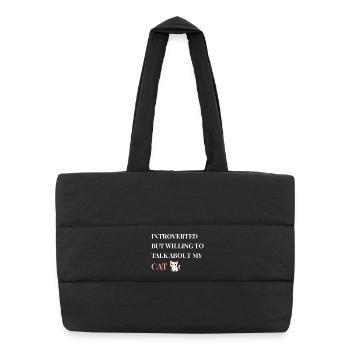 Introverti mais prêt à parler de mon chat - Sac shopping matelassé - noir - Devant