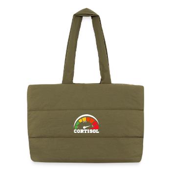 Funny Low cortisol Hilarious Stress Free Cortisol - Puffer Shopping Bag - safari green - Front