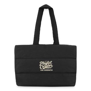 Conservateur de playlists | Ambiance musicale de road trip - Sac shopping matelassé - noir - Devant