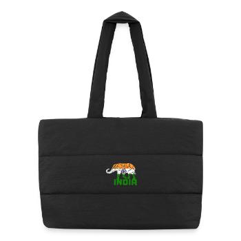 Indien Elefant / Flagge Geschenk Nationalfarbe - Puffer-Einkaufstasche - Schwarz - Vorne