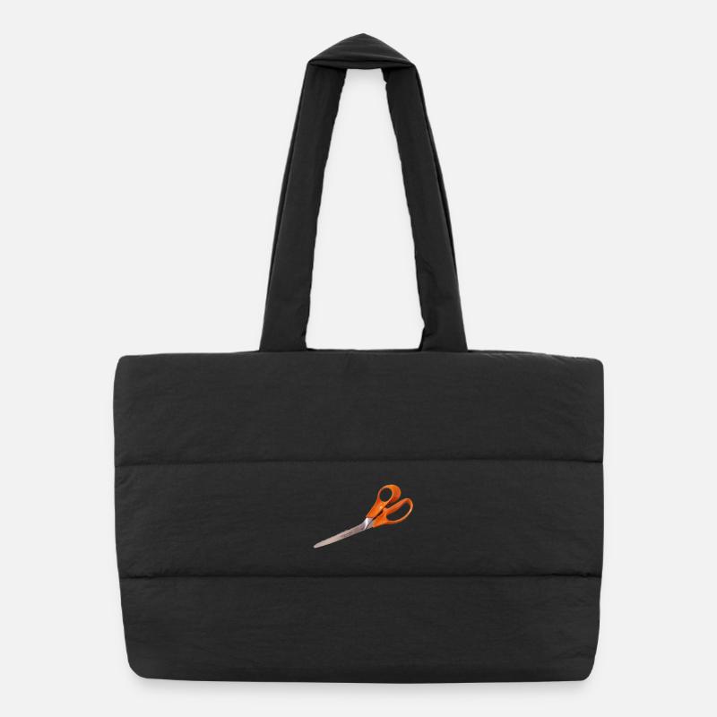 Orange Schere - Puffer-Einkaufstasche - Schwarz