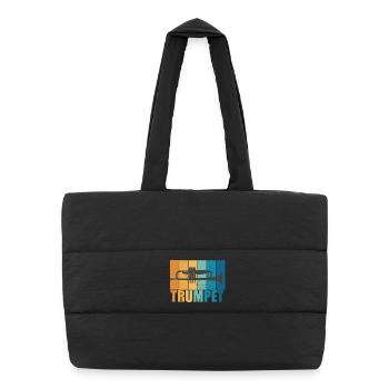 Trompete Vintage Musiker Instrument Geschenk - Puffer-Einkaufstasche - Schwarz - Vorne