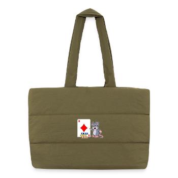 Mouse Poker Cartes de poker Jetons de poker - Sac shopping matelassé - safari green - Devant