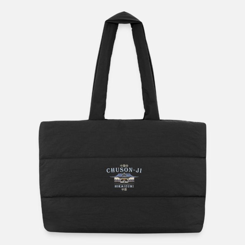 Japan Chuson-ji, Buddhist temple, Hiraizumi - Puffer Shopping Bag - black