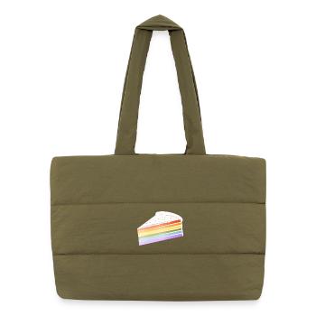 Stück Regenbogen Kuchen in zarten Pastellfarben - Puffer-Einkaufstasche - safari Green - Vorne
