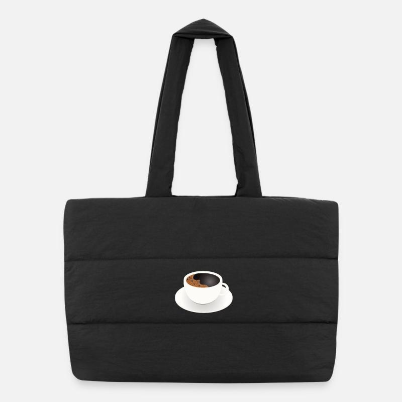 Schlichte Kaffeetasse mit schwarzem Kaffee Motiv Puffer-Einkaufstasche