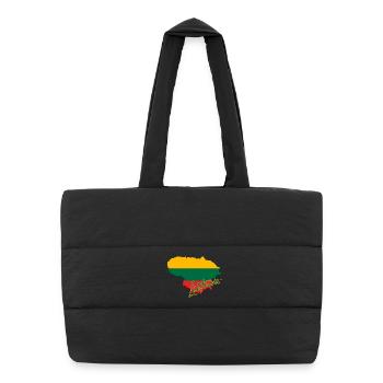 Map of Lithuania, flag of Lithuania - Puffer Shopping Bag - black - Front