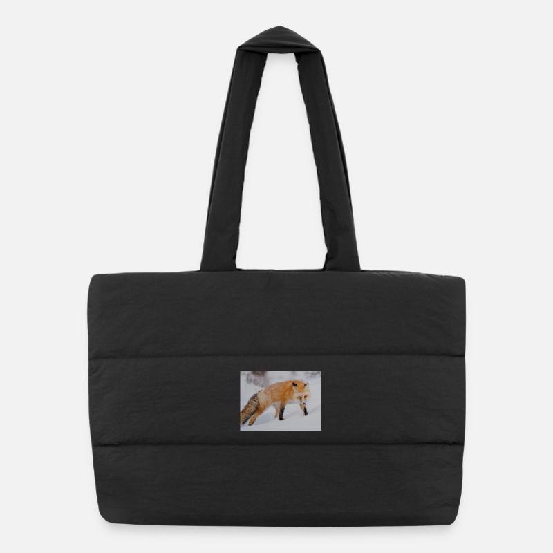 Fox in the Snow Watercolor Puffer Shopping Bag