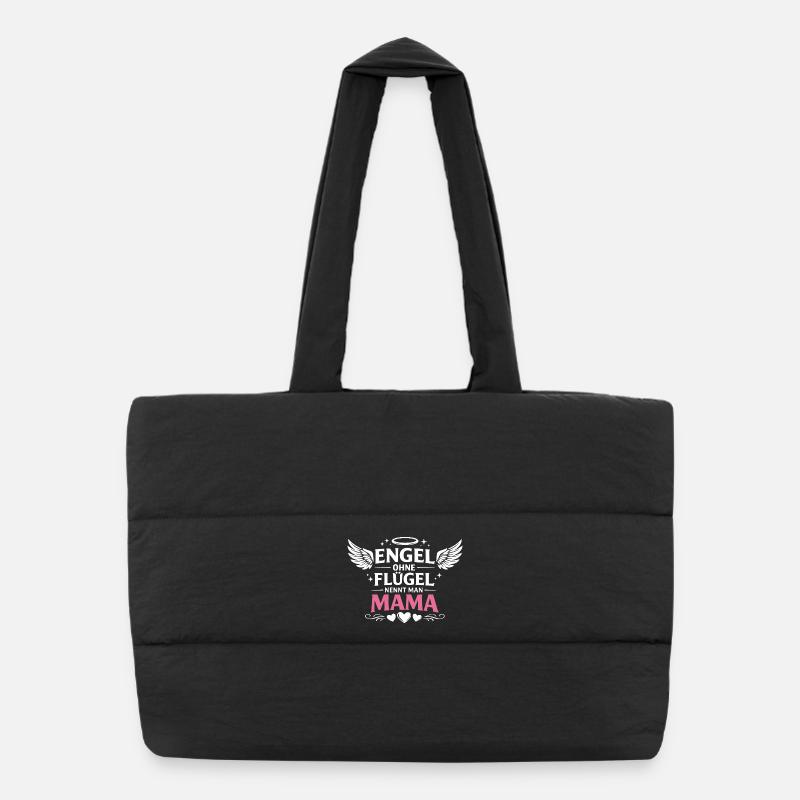 Angels without wings are called mom - Puffer Shopping Bag - black