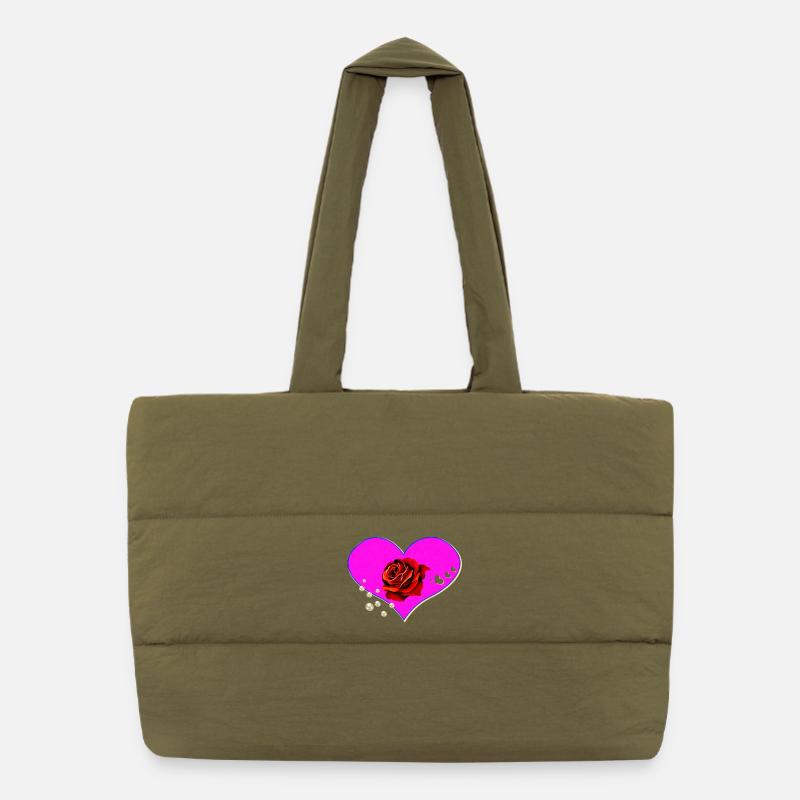 0Cœurs, Roses, Perles Sac shopping matelassé
