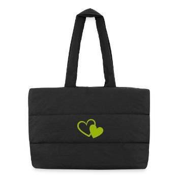 Cœur vert motif de cœurs verts - Sac shopping matelassé - noir - Devant