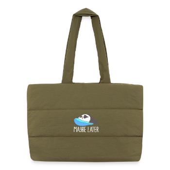 lazy procrastination lazy laziness - Puffer Shopping Bag - safari green - Front