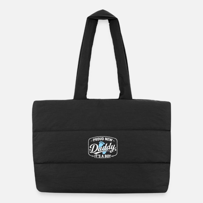 Expectant dad & father, birth son boy Puffer Shopping Bag