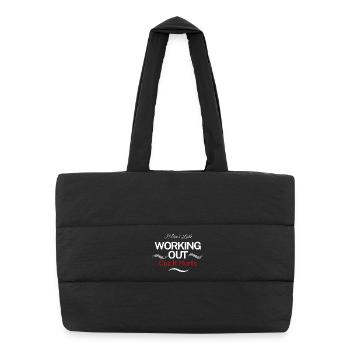 I Don’t Like Working Out Cuz It Hurts - Puffer Shopping Bag - black - Front