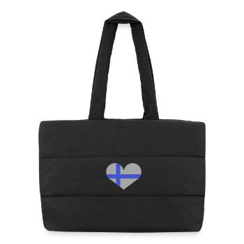Finnish flag in the shape of a heart - Puffer Shopping Bag - black - Front