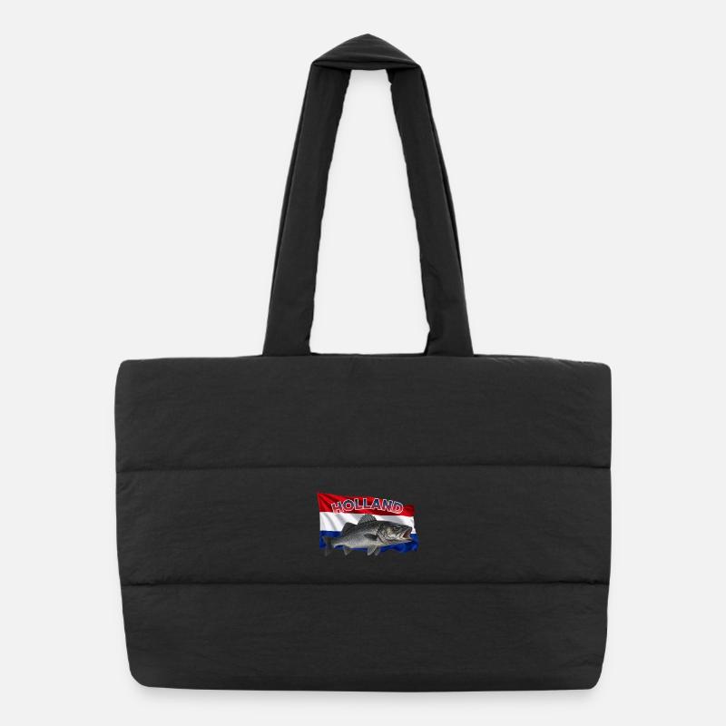 Pêche au bar de mer en Hollande - Conception de la pêche côtière Sac shopping matelassé